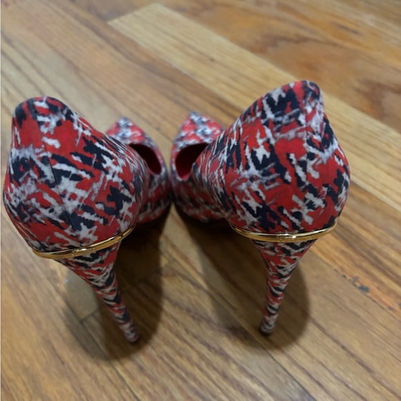 LOUIS VUITTON Chérie Heel Cloth Multicolour Houndstooth Size 9 - Picture 5 of 9